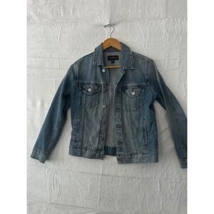Lucky Brand Women Denim Jacket Blue Wash Classic Trucker M Medium‎